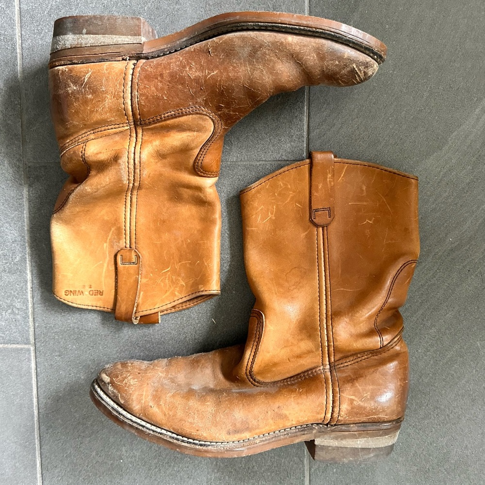 Vintage Red Wing “72” Tan Leather Roper Boots Made in USA | Men’s 10C (Narrow)
